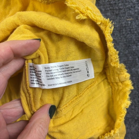 EILEEN FISHER Women’s Organic Gauze Shift Dress Raw Hem Yellow size Small Petite - Picture 7 of 9